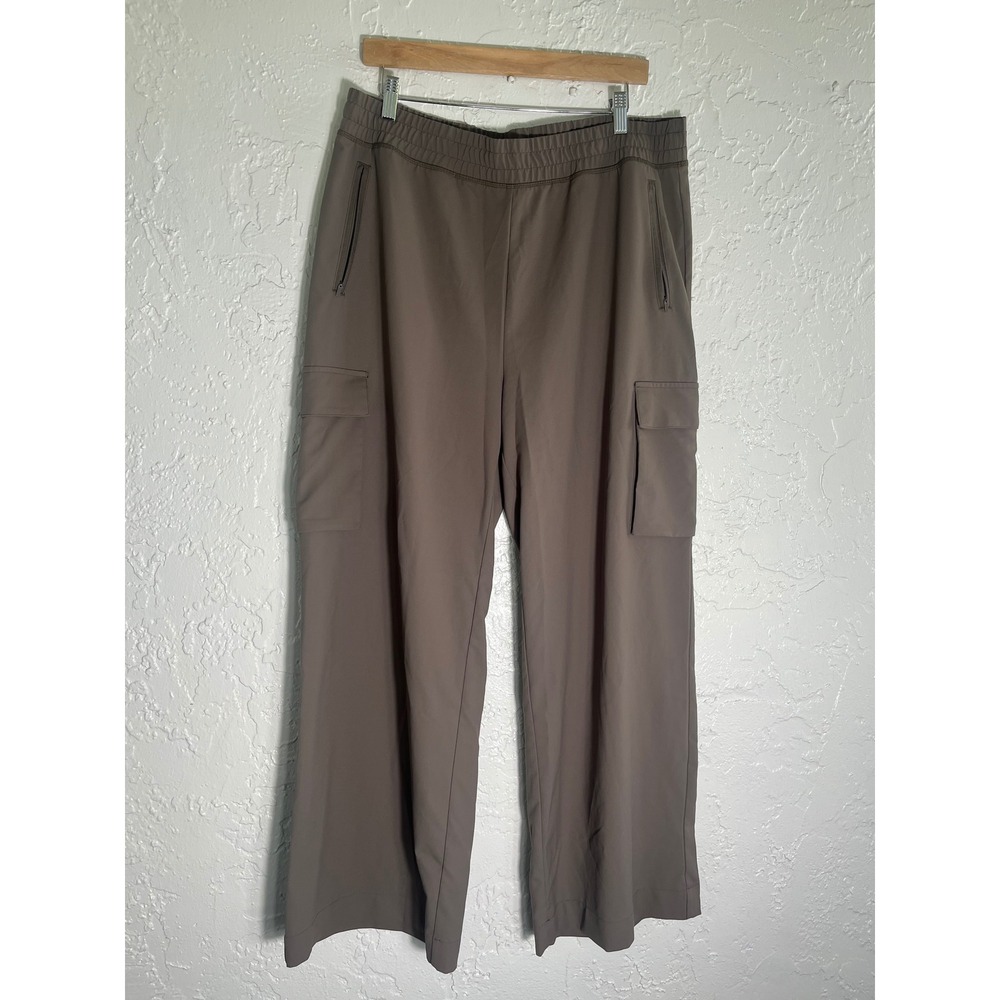 Beyond Yoga Brown Taupe Wide Leg Cargo Pants XL Elastic Waist Utility